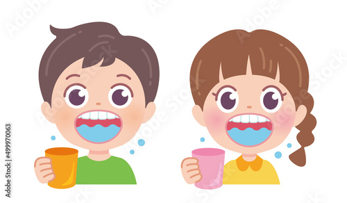 うがいをする子供