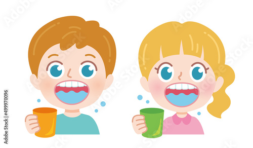 うがいをする子供