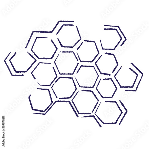 Honeycomb propolis doodle sketch. Cell comb structure. Hand drawn honey. Natural organic. Stock vector black and white illustration on white background.