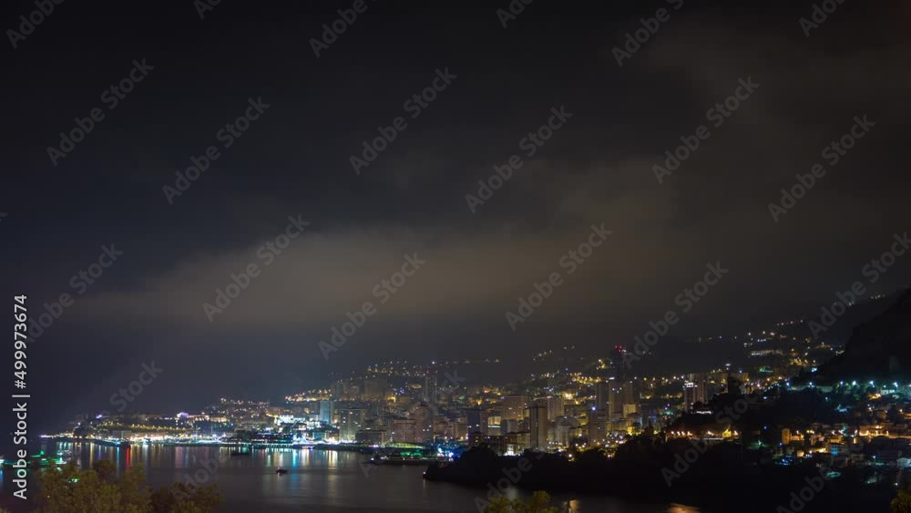 Cityscape of Monte Carlo at night timelapse, Monaco. Cityscape of Monte Carlo at night timelapse, Monaco.