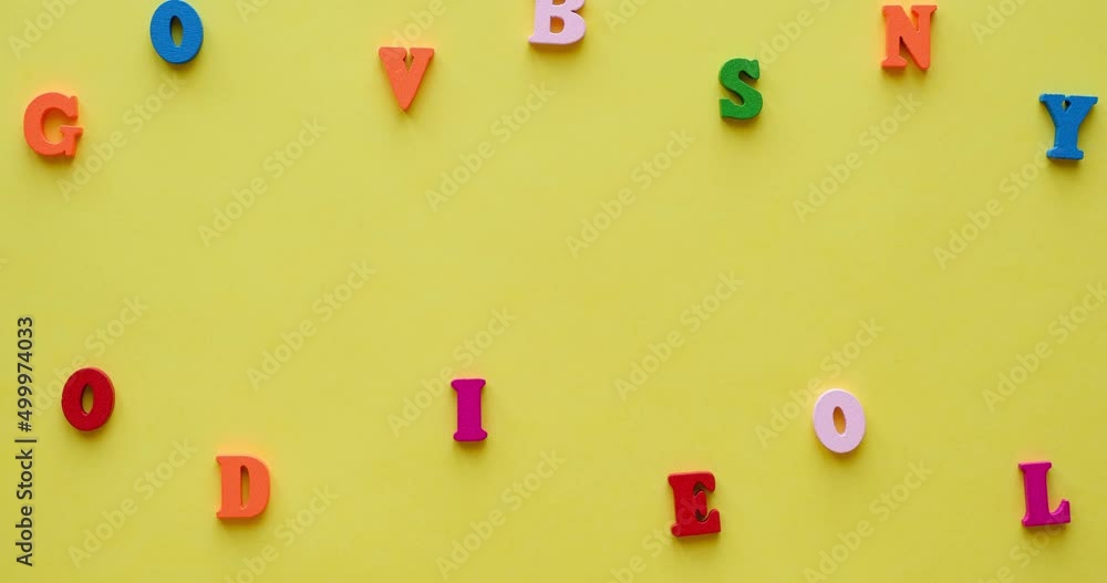 The phrase Good Vibes Only is made up of colorful wooden letters. 4K looped stop motion animation The phrase Good Vibes Only is made up of colorful wooden letters. 4K looped stop motion animation