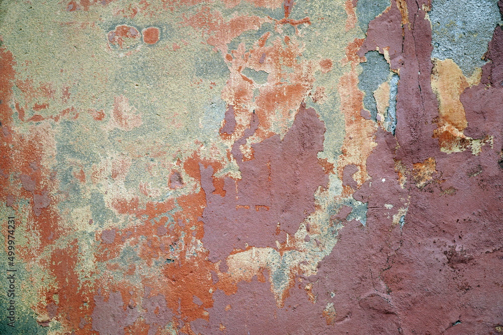 Fototapeta premium Plaster. Red and ochre. The old wall. Background. Loft