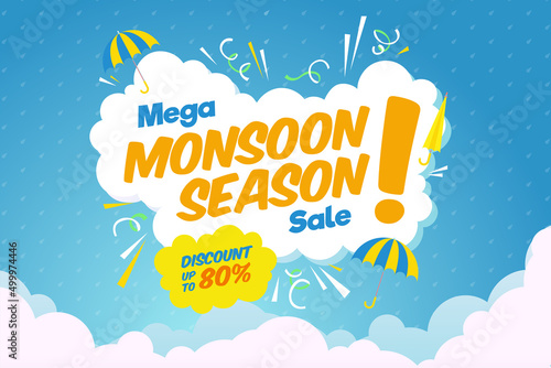 Creative Sale Banner Or Sale Poster Of Monsoon Season photo