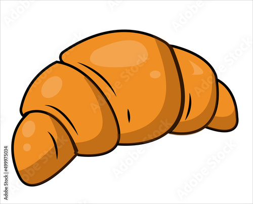 Croissant Français. Déjeuner. Vector