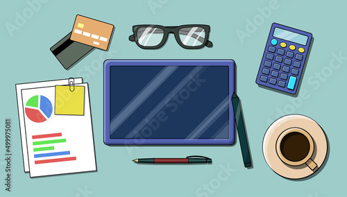Working Office Place. Business adgets and Documents