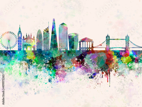 London V2 skyline in watercolor background