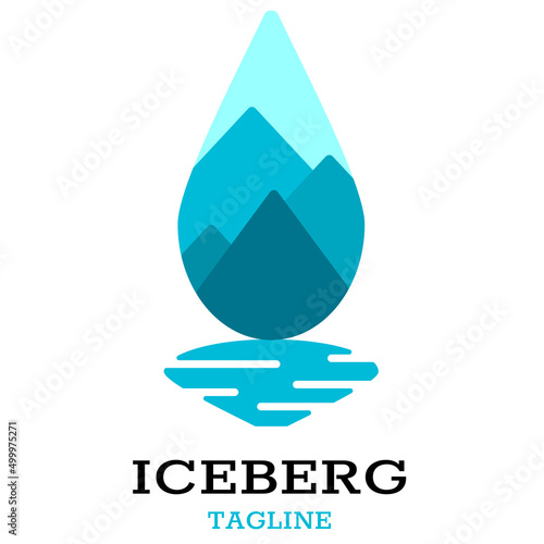 Simple Modern iceberg water drop Logo Design Vector inspiration. water drop and iceberg combination logo concept