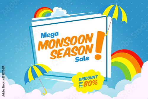 Creative Sale Banner Or Sale Poster Of Monsoon Season