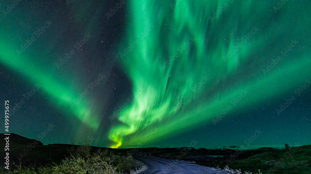 Aurora borealis over the track