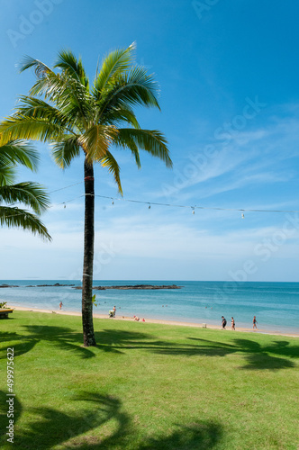 Beach view with palm trees from Thailand Khao Lak