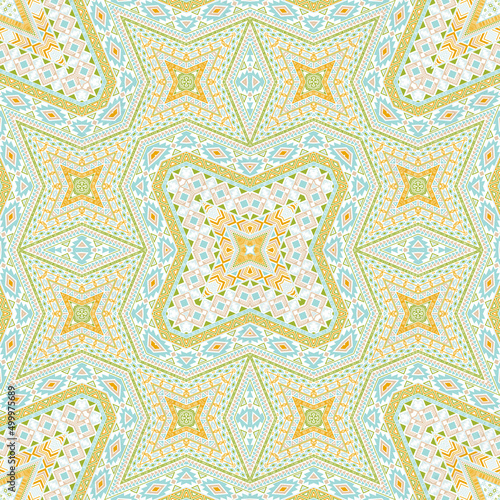 Moroccan seamless ornament vector design. Oriental geometric background. Ceramic print in ethnic