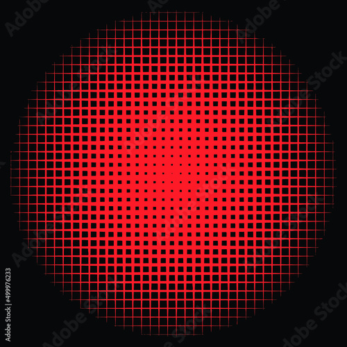 red line circle and black background