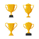 Trophy Gold Cup, Bit Design. Vector illustration