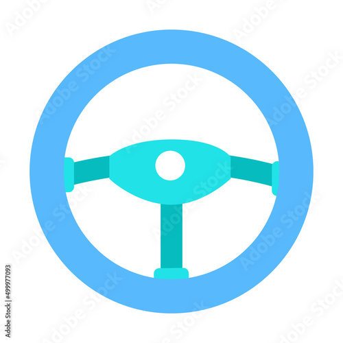 Steering wheel semi flat color vector object. Driving experience. Full sized item on white. Mass-production automobiles. Simple cartoon style illustration for web graphic design and animation