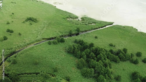 Aerial shot of Lithuanian landscape. Rusnė. 1 4K 25fps photo