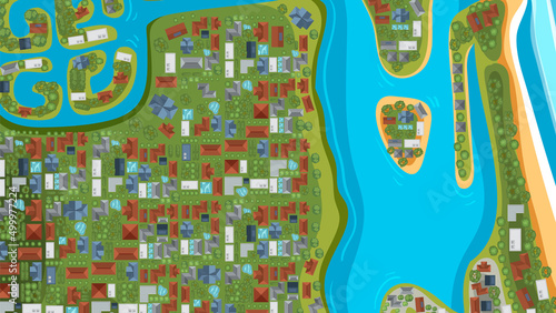 Aerial view of the houses near the beach Gold Coast Australia
