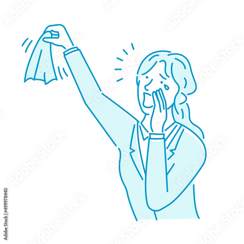 Vector illustration of a businesswoman crying and saddening goodbye