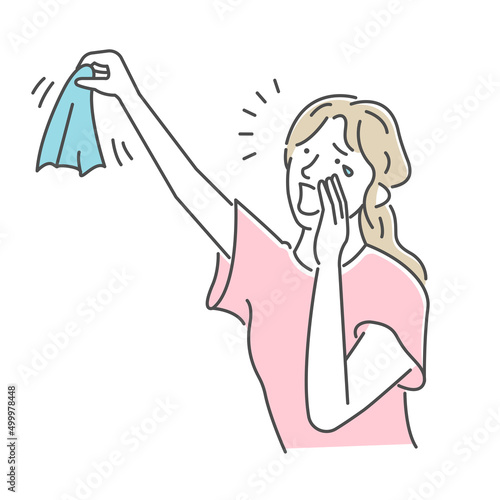 Vector illustration of a woman crying and saddening goodbye