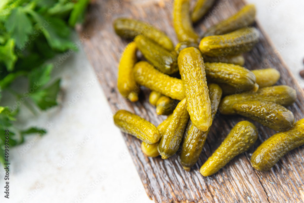 gherkins cucumber salted pickled vegetable food meal snack on the table copy space food background gherkins cucumber salted pickled vegetable food meal snack on the table copy space food background