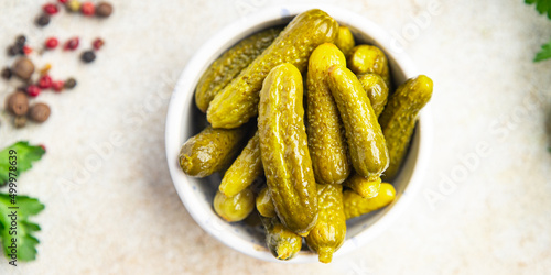 gherkins cucumber salted pickled vegetable food meal snack on the table copy space food background 