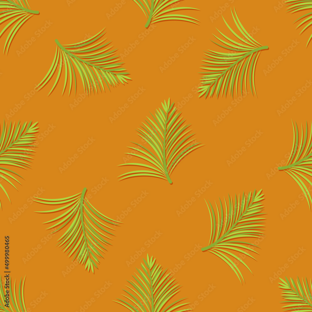 Tropical seamless pattern. Background with palm leaves.