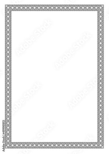 ornament of crosses. Frame A4. Border.Black.Isolated.Vector.orthodox ornamental frame.Crosses pattern.Christian border.a frame of crosses.georgian pattern.vector.One color.Flat vector.
