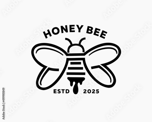 vintage honey bee line art logo template illustration inspiration