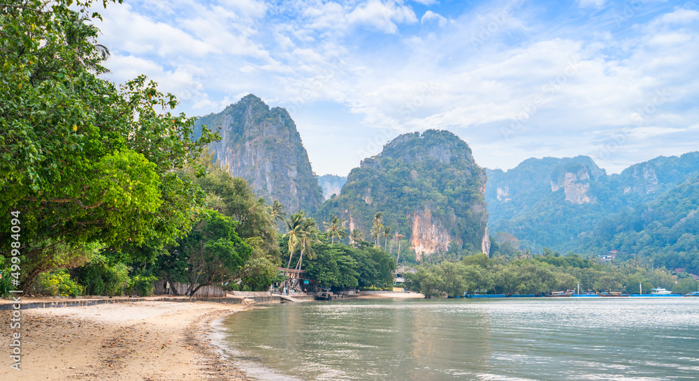 Travel, sea and rocky mountains in Thailand