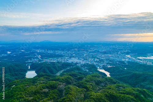 Aerial scenery of Hengfeng Cen Mountain photo