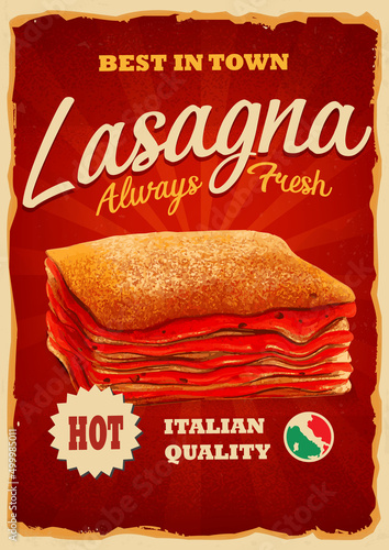 vintage banner lasagna italian quality