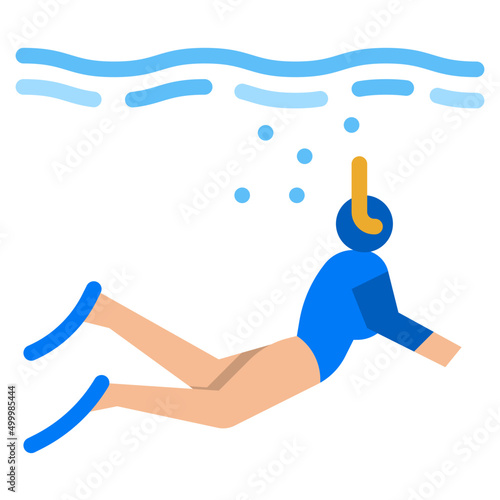 snorkeling flat icon