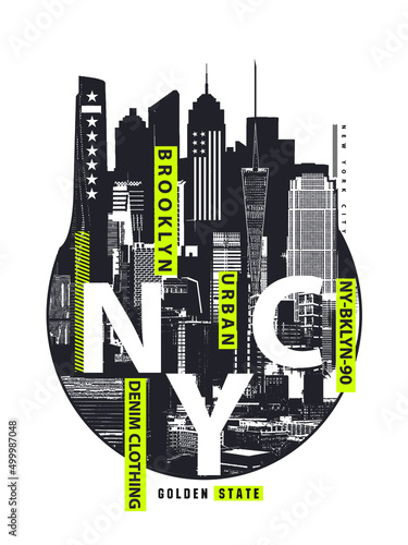 Photography Brooklyn, urban, NYC, new York city in Vector illustration on the theme of New York City, Brooklyn