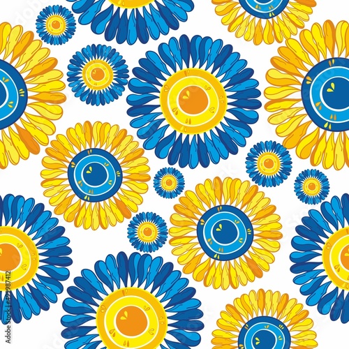 Sunflower seamless pattern on background