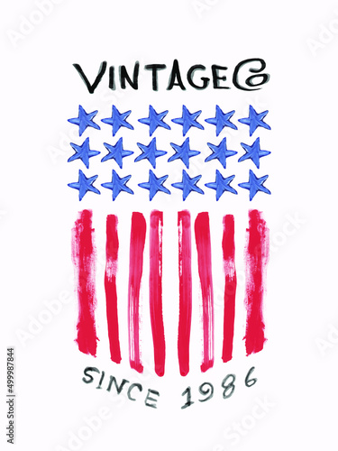 Brooklyn, urban, NYC, new York city in Vector illustration on the theme of New York City, Brooklyn. Stylized American flag. Typography, t-shirt graphics, poster, print, banner, flyer, postcard