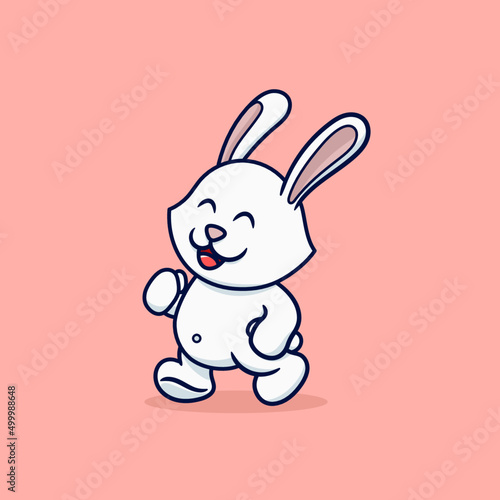 cute rabbit walking relaxing cartoon © garistipis
