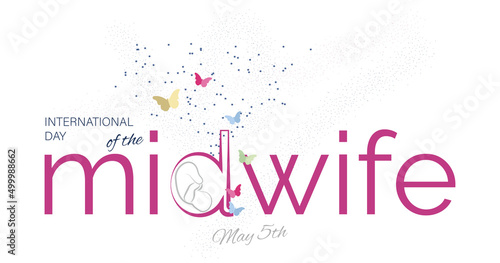 International Day of the midwife, with fetus vector and butterflies 