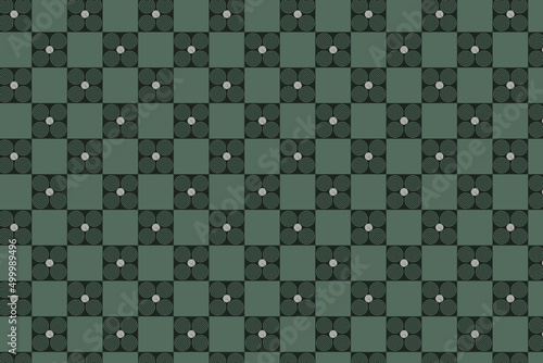 Pattern and seamless of spiral shape arranged on four corners and in the center of square box looks amazing but beautiful for fabrics design or simple style. Fabric and printing work concept.