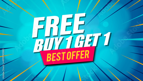Buy 1 Get 1 Free, sale tag, banner design template, discount app icon. EPS 10.