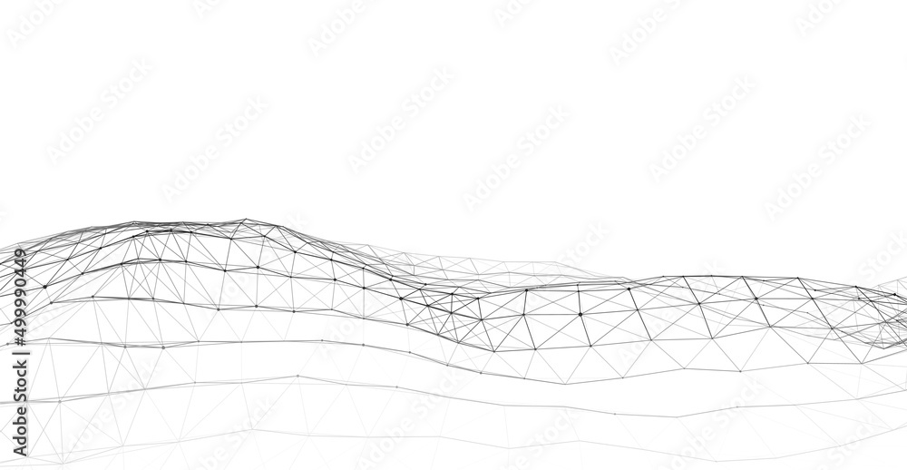 Fotografia Technological wave of dots and lines
