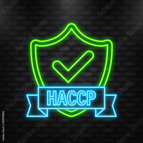 Neon Icon. HACCP Hazard Analysis Critical Control Points.