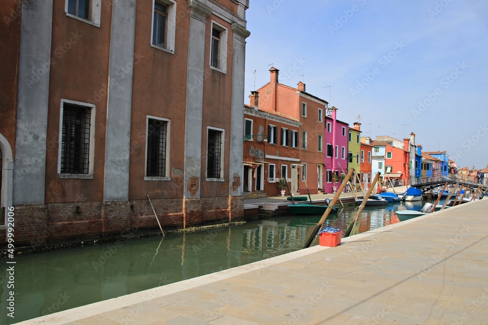 Italy, Veneto, Venezia: Foreshortening of Burano Island.