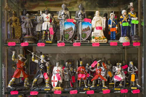 Tin soldiers for sale in souvenir store in San Marino