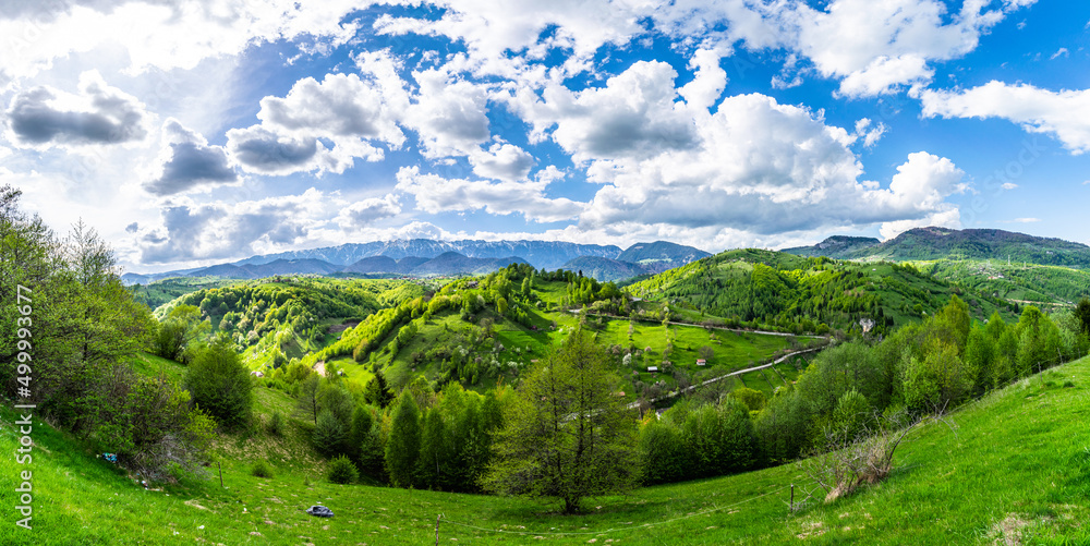landscape with mountains, blue sky and clouds landscape with mountains, blue sky and clouds