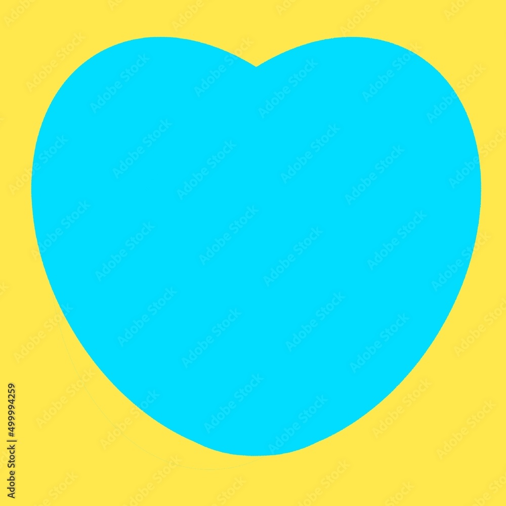 Blue Heart on yellow background 
