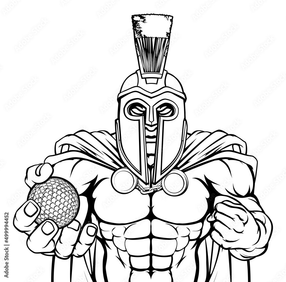 Spartan Trojan Golf Sports Mascot Spartan Trojan Golf Sports Mascot