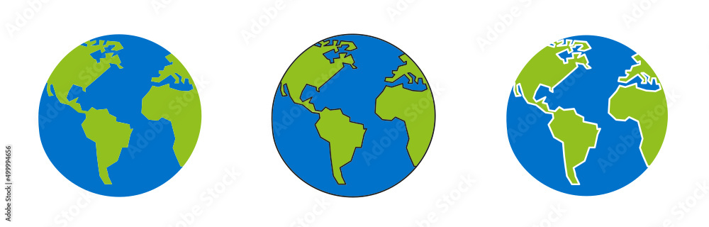 Earth globe isolated on white background. Flat planet Earth icon. Vector illustration.