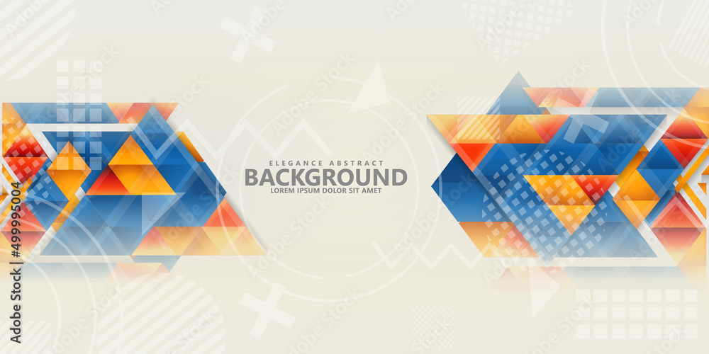 Modern abstract triangle background with combination hipster ornament. Vector Illustration