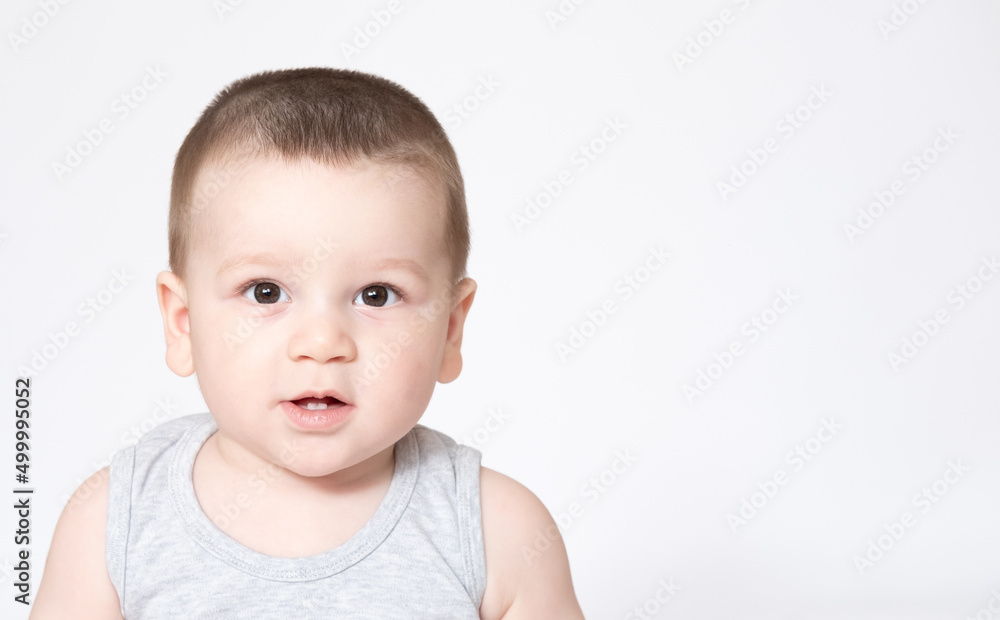 Image of cute baby boy, closeup portrait of adorable child isolated on white background, sweet toddler healthy childhood, perfect caucasian infant, lovely kid, innocence concept Image of cute baby boy, closeup portrait of adorable child isolated on white background, sweet toddler healthy childhood, perfect caucasian infant, lovely kid, innocence concept