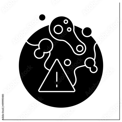 Outbreak glyph icon.Sudden increase in occurrences of a disease in a particular time and place. Global problem.Pandemic concept. Filled flat sign. Isolated silhouette vector illustration