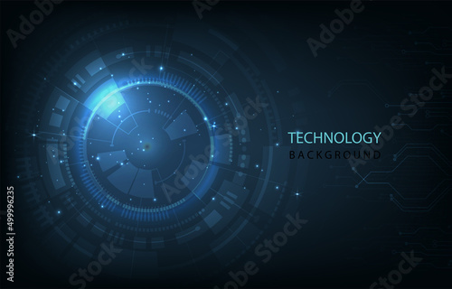 Hi-tech connection innovation background. Futuristic  technology on dark blue background.